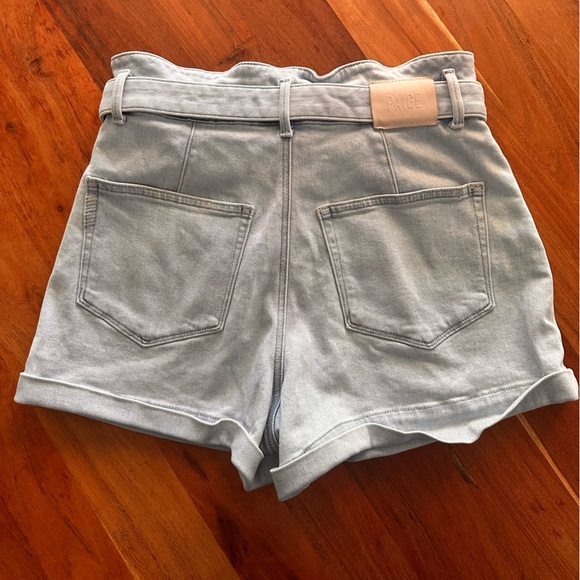 PAIGE Women's Light Blue High Waist Belted Shorts - Picture 3 of 4